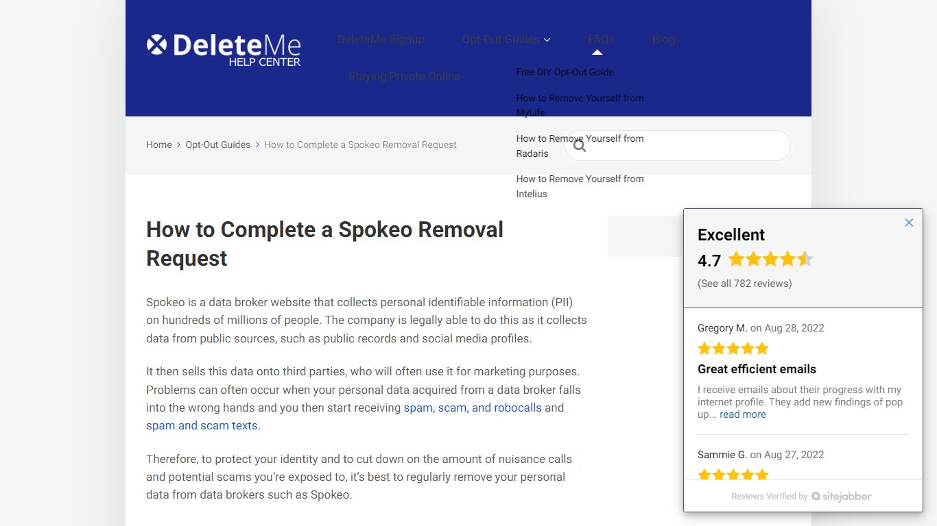 How to Complete a Spokeo Removal Request - DeleteMe Help & Support